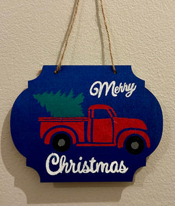 Merry Christmas wall decor truck and Christmas tree