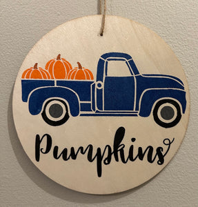 Pumpkins 8 inch round Wall Hanger