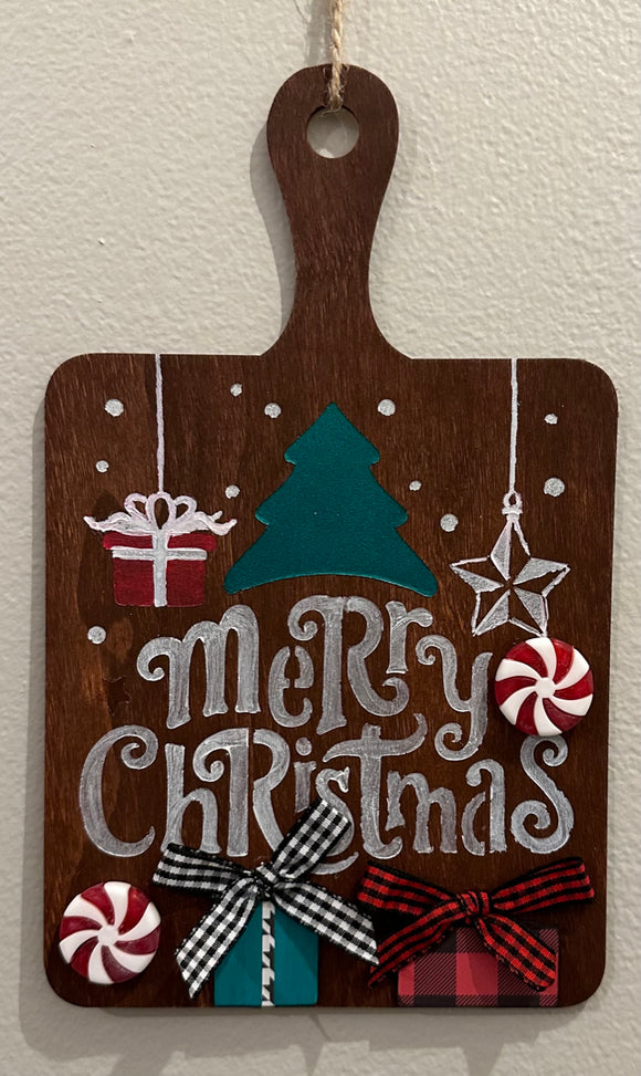 Merry Christmas Hanging Wall Art with Candy and Gift Embellishments