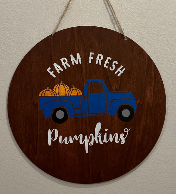 Farm Fresh Pumpkins 12 inch Door Hanger