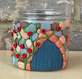 Polymer clay faux cobblestone fairy house jar 2.5 x 3 inches