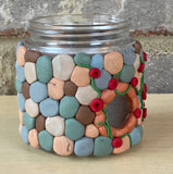 Polymer clay faux cobblestone fairy house jar 2.5 x 3 inches