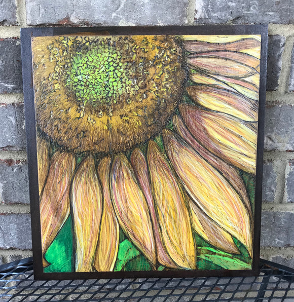 Woodburned Sunflower Cutting Board 